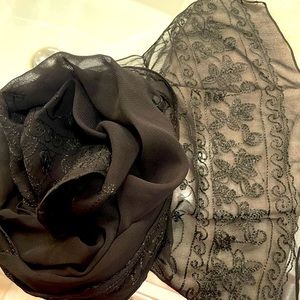 AC-CENT Black Scarf, 100% Rayon.